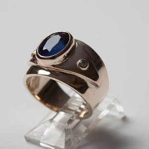 14K Yellow Gold Sapphire and Diamond Ring