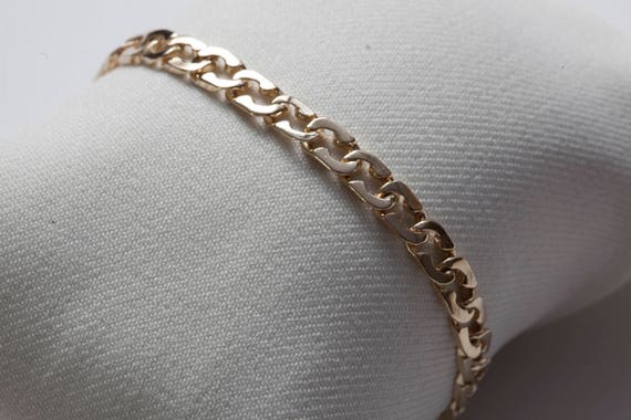 14K Solid Gold Link Bracelet - image 3