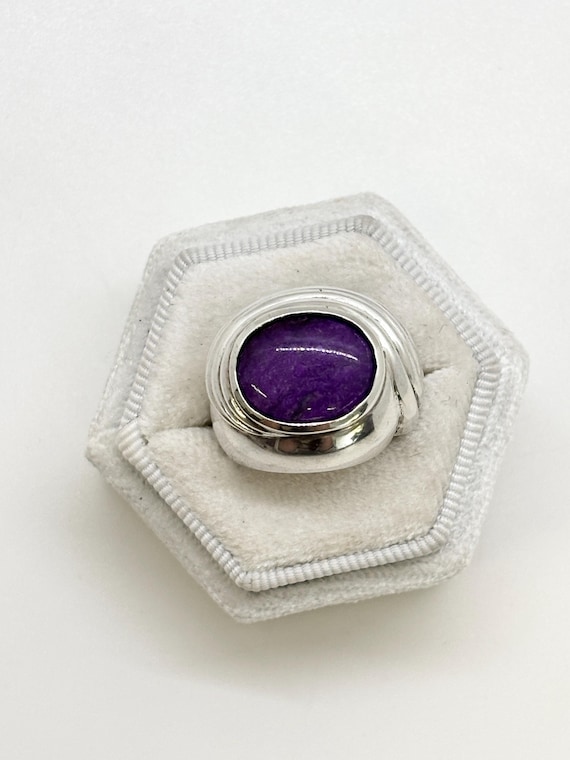 Sterling Silver Ring with Sugilite Purple Gem Center Stone