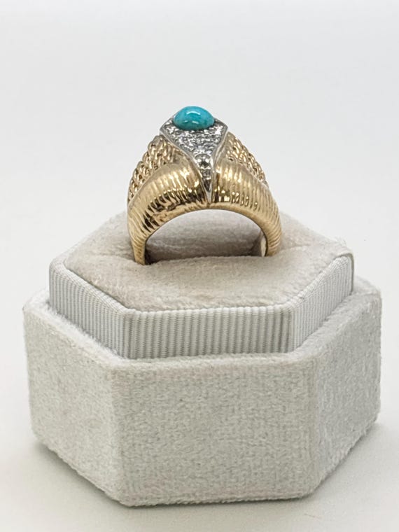 14K Yellow Gold and Diamond Statement Ring with T… - image 2