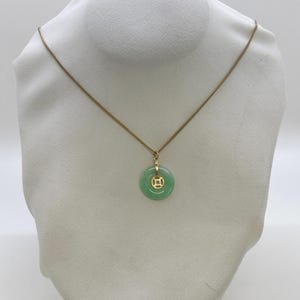 14K Yellow Gold and Jade Circle Pendant