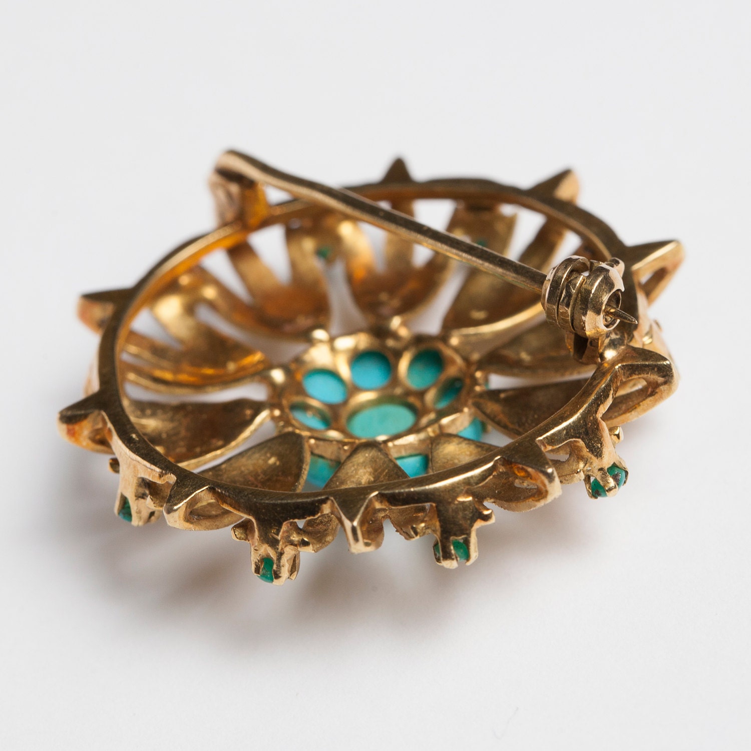 Turquoise and 18K Gold Pin - Etsy India