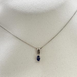 Sapphire Pendant – 10K Solid White Gold