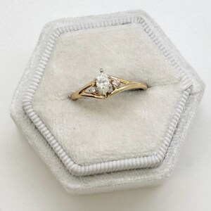 Vintage Marquise Diamond Ring with Side Diamonds – 14K Gold, Size 6