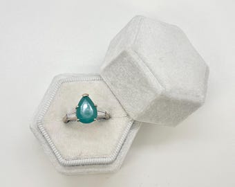 14K Yellow Gold Chrysoprase Ring with CZ Side Stones