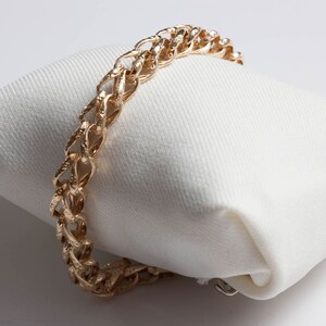 14K Yellow Gold Link Bracelet with Safety Chain