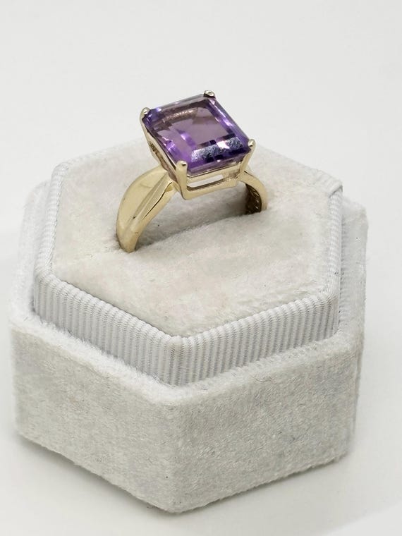 14K Yellow Gold Amethyst Ring - image 4
