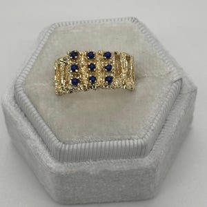 14K Yellow Gold Artisan Lapis Cocktail Ring