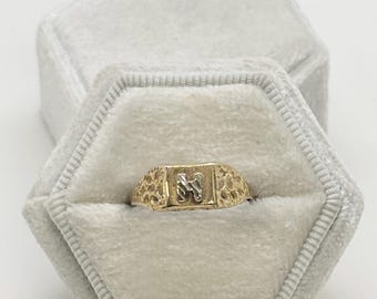 Bague monogramme en or, bague monogramme plaque signalétique, bague