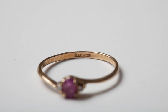 Sweet Ruby and Diamond Ring in 14K Yellow Gold - image 4