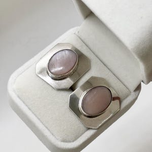 Sterling Silver Earrings with Pink Mother of Pearl Center