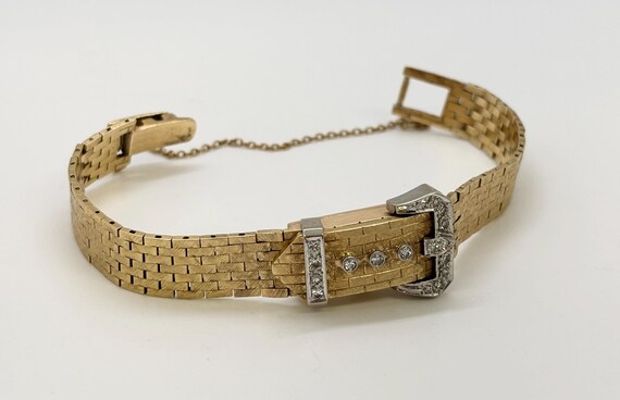 Vintage 14K Gold Diamond Watch Bracelet – 1930s Hidden 