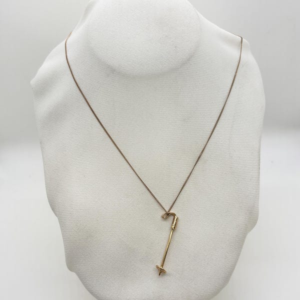 14K Yellow Gold Ski Stick Pendant