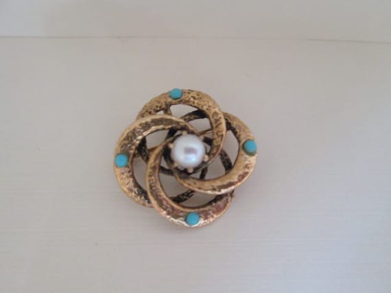 Vintage 14K Pearl and Turquoise Colored Stone Pen… - image 1