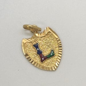 22K Yellow Gold Pendant with Enamel Initial "L"