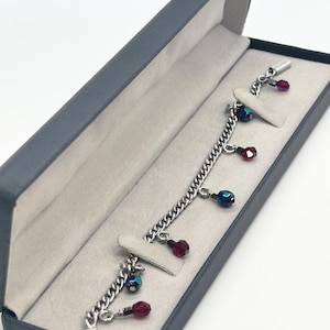 Chain Bracelet with Swarovski Crystal Bead Charms | Sterling Silver