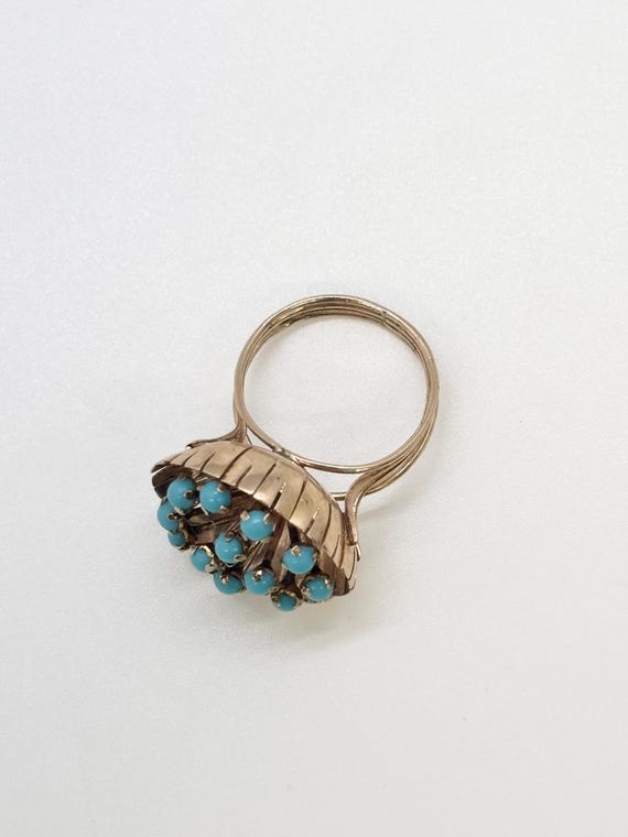 Vintage Statement Ring – 14K Solid Yellow Gold, T… - image 9