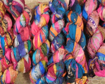 50 Yards, Wild About Prints,  Sari Silk Ribbon,  Fair Trade from India