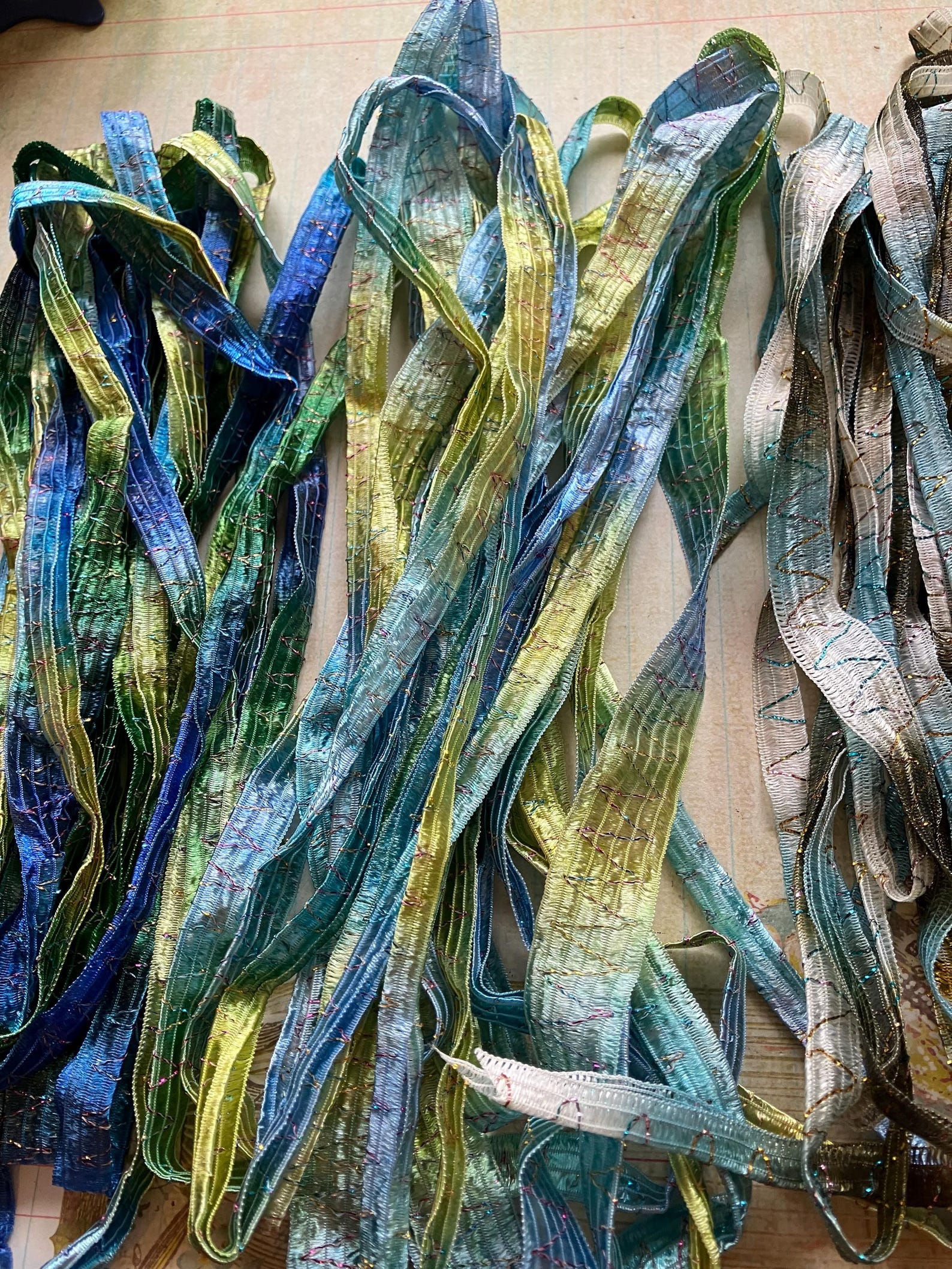 15 Yards, Beach Themed Ribbon Bouquet, Italian Ribbon, Blues, Greens ...