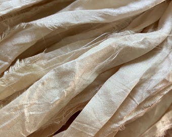 FREE Ship Eligible, 45 to 50 Yards,   Vanilla ,  Sari Silk Ribbon,  Fair Trade from India