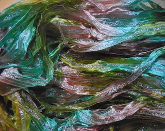 3  Yards,  Fairy Wings,  Shimmering Blues, Greens and Pink Turkish Ribbon,   Elegant Ribbon