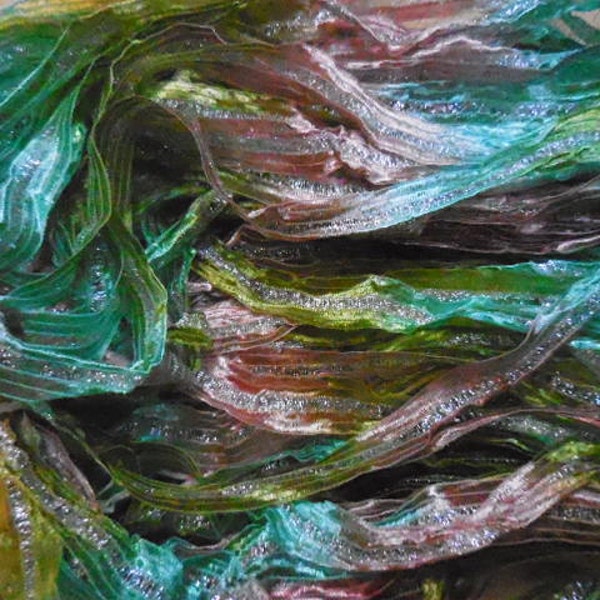 3+ Yards,  Fairy Wings, Vintage ribbon,  Shimmering Blues, Greens and Pink Turkish Ribbon,   Elegant Ribbon
