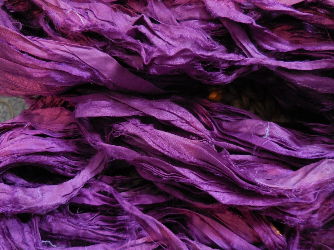 Violet Patch Violet Patch, 10 Yards, Sari Silk Ribbon, Purple Ribbon, Fair Trade ...