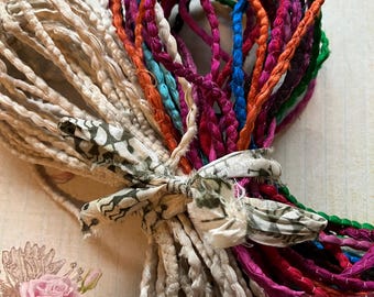 20 yardas, cordón Zari, Comercio Justo India, cordón multicolor, yardas de cordón natural