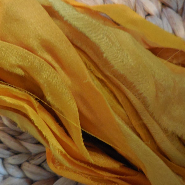 10 Yards,  Golden Yellow with Orange Luxury Chiffon,  Fancy Wrapping,  Jewelry making