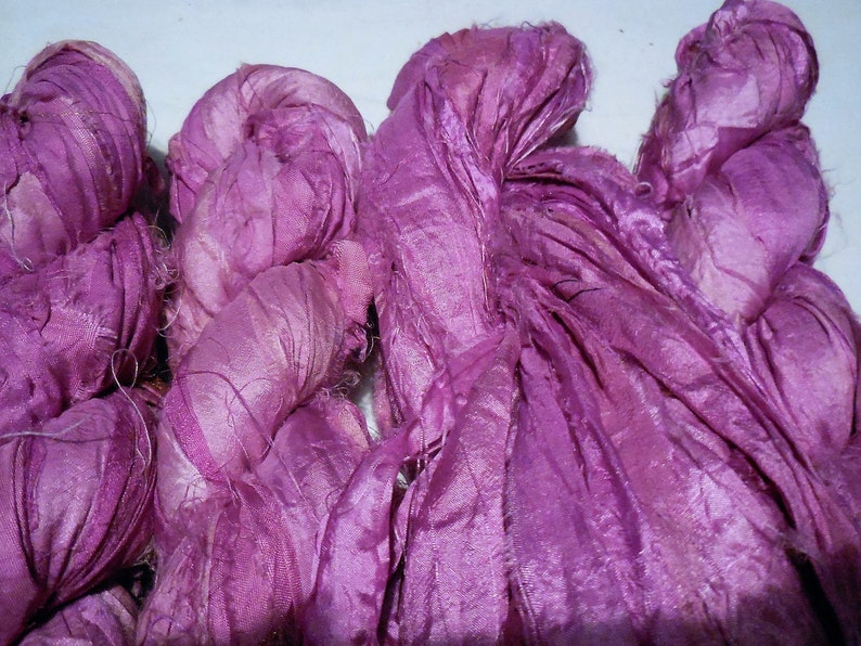 50 Yards PinkOrchid Sari Silk Ribbon Skein Ethically Traded in India