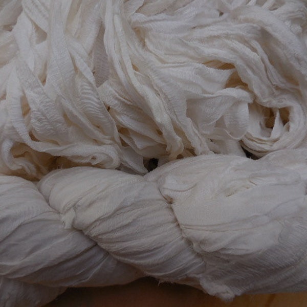 60+ Yards,  100 grams,   White Chiffon,  Very Nice and Dyeable,