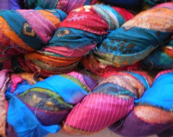 CLEARANCE 50 Yards,  Solids with Prints, Formerly Wild About Prints,  Sari Silk Ribbon,  Fair Trade from India