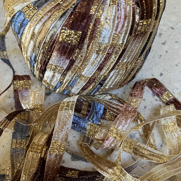 NEW 10Yards,  Berlini Italian Ribbon,  Browns and Blue Crafting Ribbon,  Wood Butterfly, Memento Royale