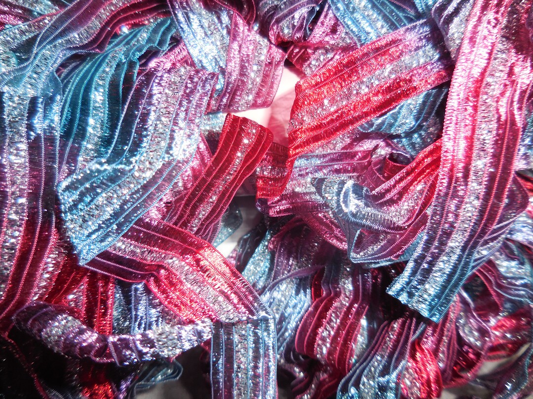 4 Yards, Blue and Red Turkish Ribbon, Silver Lurex, - Etsy