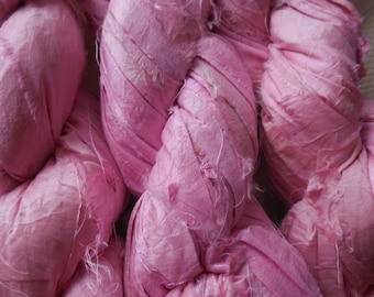 45 Yards, Pink Sari Silk Ribbon,  100 Grams,  Fair Trade from India