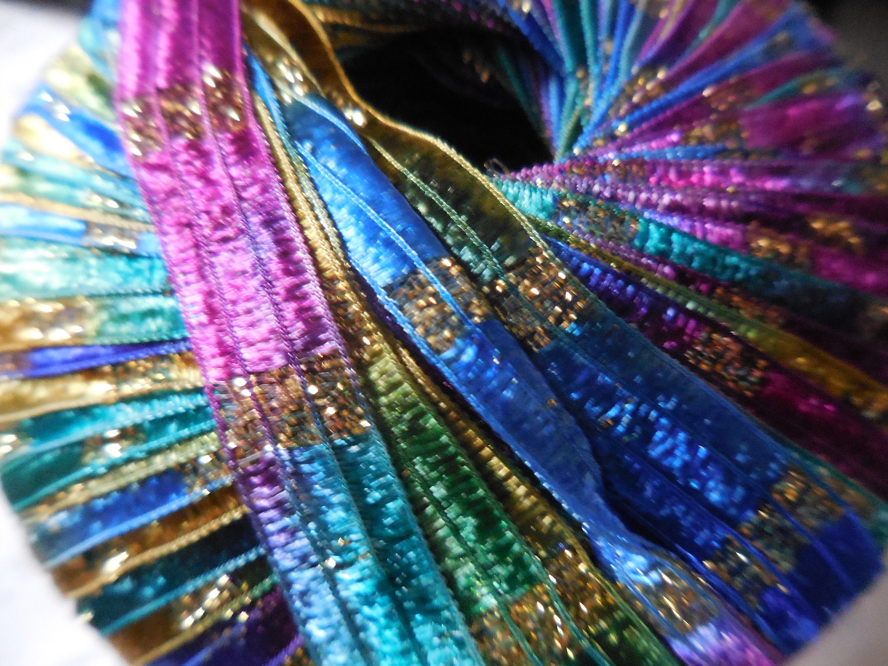 Up to 12 Yards,   3/8"Peacock,  Italian Ribbon,
