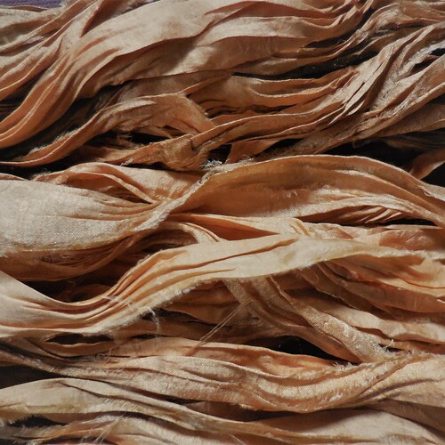 10 Yards, Golden Myrrh,  Sari Silk Ribbon,  Fair Trade from India,