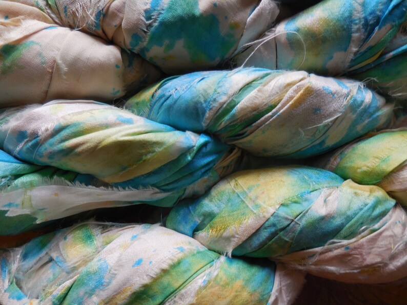 50 Yards Splash Ribbon, Seabreeze Splash, Sari Silk Ribbon, From India ...