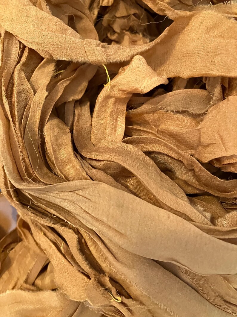 10 Yards, Butterscotch Luxury Chiffon Sari Silk Ribbon, Fair Trade Item ...