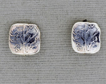 Textured Sterling Silver Square Earring Posts: 10mm Designer Jewelry Supplies
