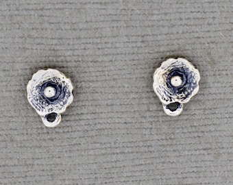 Textured Sterling Silver Earring Posts: Tiny Designer Jewelry Supplies