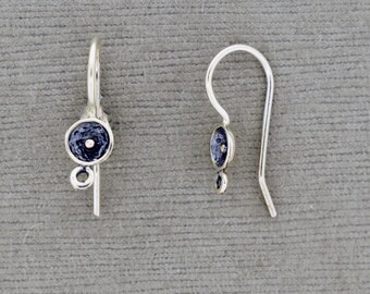 Oxidized Sterling Silver Cup Ear Wires: Jewelry Making Supplies (18mm)