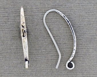 Distressed Sterling Silver Ear Wire (Pair).Earring Supplies, Components, Gold Plated Supplies, Boho Jewelry