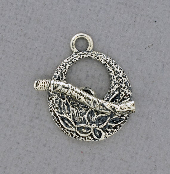 Textured Sterling Silver Toggle Clasp: Artisan Jewelry Supplies (17mm x 14mm)