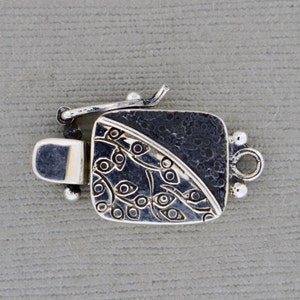 Box Clasp in sterling silver with safety catch and organic texture