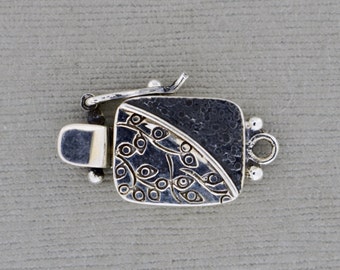 Box Clasp in sterling silver with safety catch and organic texture