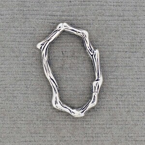 May include: A silver charm in the shape of a twig, forming a circle.