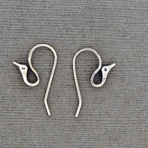 Sterling Silver Bird Head Ear Wire (Pair).Earring Supplies, Components, Gold Plated Supplies, Artisan Jewelry