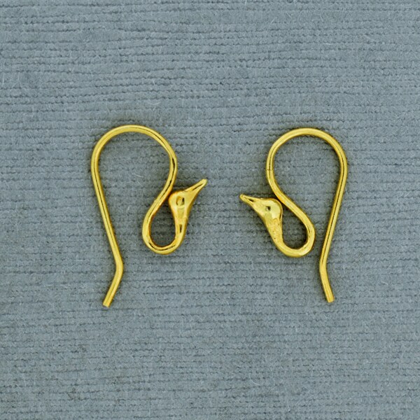 18K over Bronze Bird Head Ear Wire (Pair).Earring Supplies, Components, Gold Plated Supplies, Jewelry Supplies, Jewelry Making