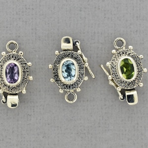 Piccola chiusura a scatola in argento sterling con pietra semipreziosa e chiusura di sicurezza, Forniture per gioielli, Creazione di gioielli